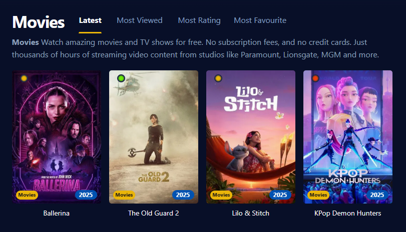 Screenshot showing Wooflix user view